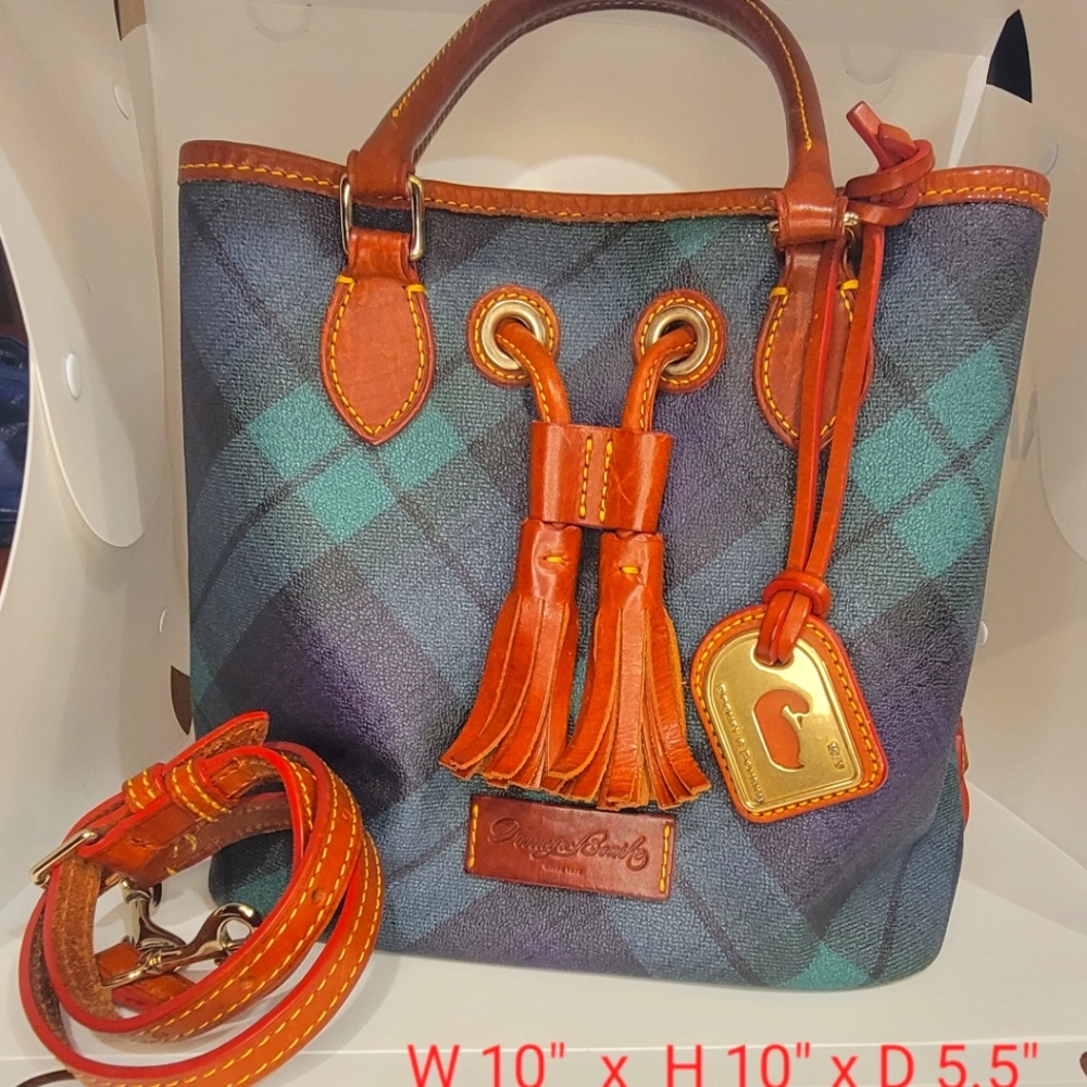 Dooney & Bourke, Top-Handle and Cross body leather bag,Grid Geeen and black